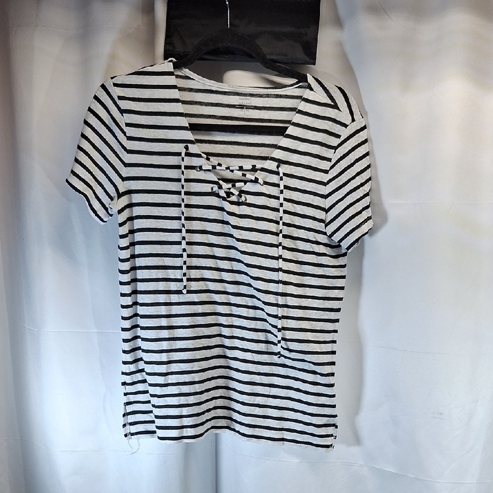 Old Navy Relaxed Black and White Striped Shirt